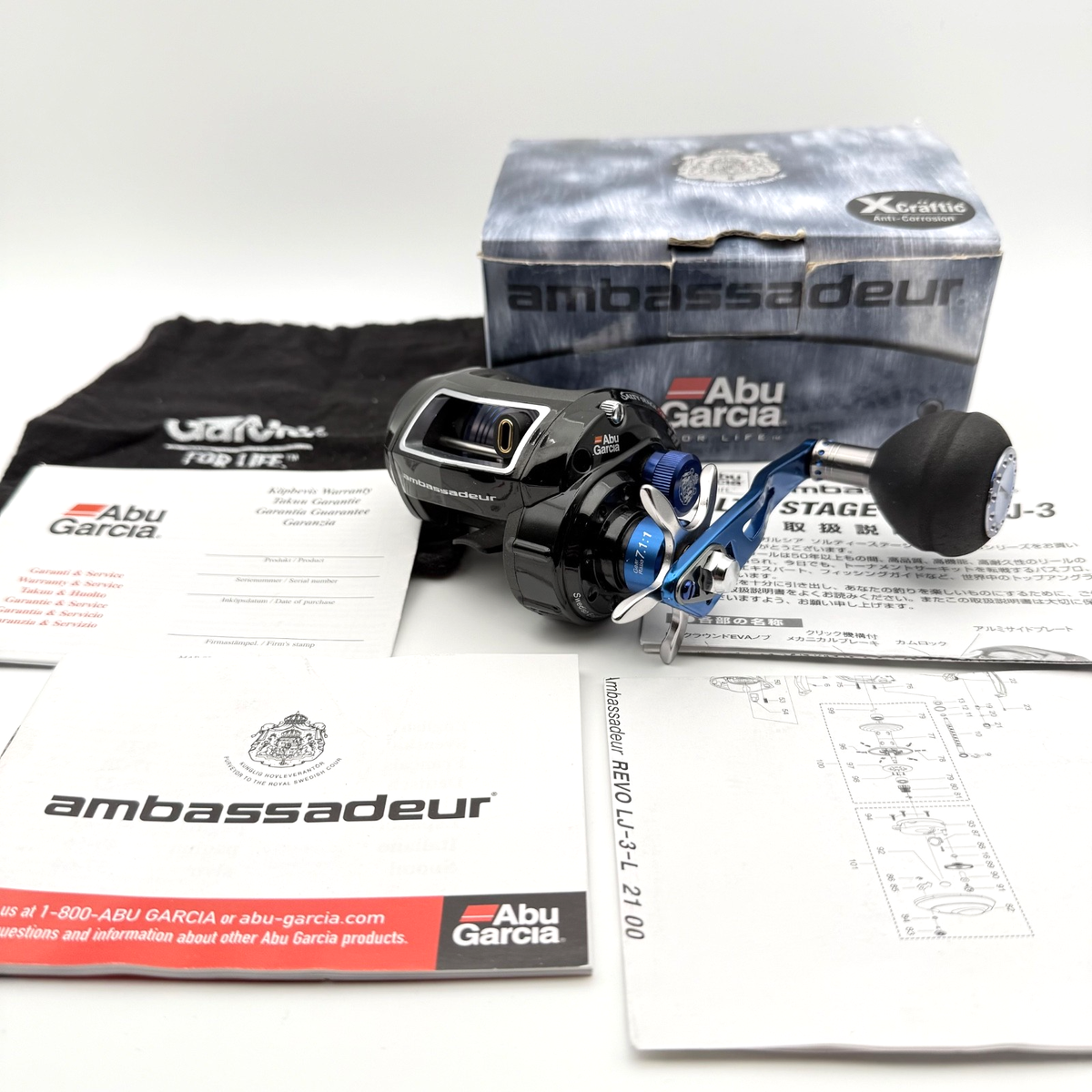 Abu Garcia Salty Stage Revo LJ-3 Left Hand Fishing Reel w/Box from