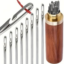 30-Pack Stainless Steel Self-Threading Needles-Opening Sewing & Darning Needles
