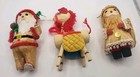 Vintage Lot Of 3 Wicker Christmas Ornaments  Two Different Santa And Horse — photo 1