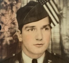 Vintage 1940s WWII Color Photograph Handsome American Soldier Uniform Portrait