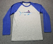 Guy Harvey men size Medium gray and blue fish long sleeve shirt