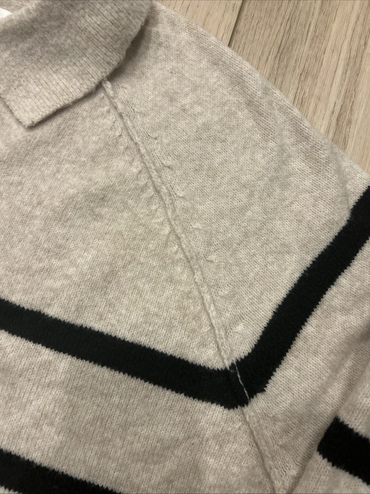 Suéter Aerie XXL de gran tamaño tostado con cuello de rayas negras TAN suave Foto 3 de 4