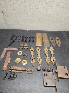 Vintage Antique Door Hardware Lot Mortise Locks,Backplates, Handles,