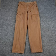 Duluth Trading Flex Fire Hose Pants Mens 35x36 Brown Canvas Workwear Relaxed Fit