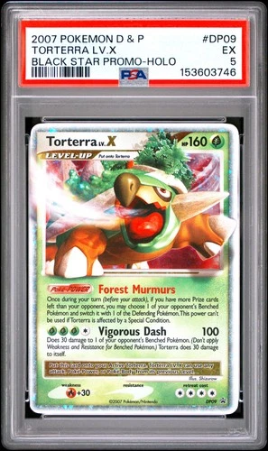 2007 POKEMON DIAMOND & PEARL BLACK STAR PROMO HOLO #DP09 TORTERRA LV.X PSA 5