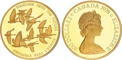 Kanada 100 Dollar 1978 12 Wildgänse 1/2 oz Gold PP  130581 - Bild 1 von 3