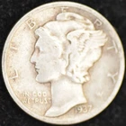 1937 VERY FINE Mercury Dime, 90% Silver