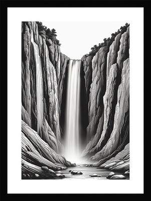 Epischer Wasserfall gerahmtes Wandbild Poster Leinwanddruck Bild