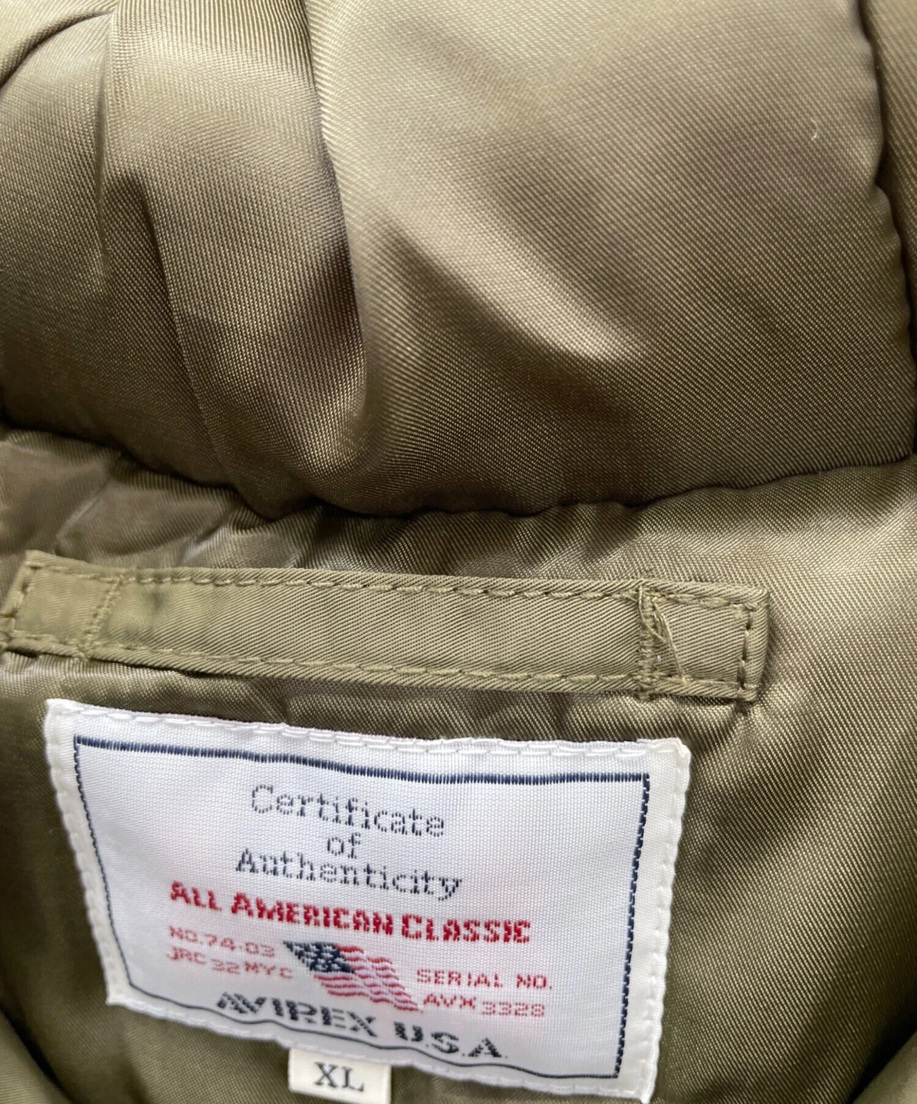 Avirex Puffer Jacket Men's Size XL Olive New - product detail image 3
