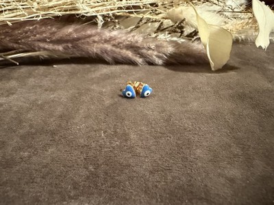 Vergoldete Herz Nazar / Evil Eye Ohrstecker   Neu