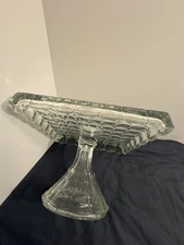 Vintage Indiana Glass 10” Square Constellation Cake Stand With Rum Well 1960’s