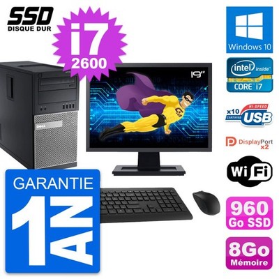 PC tour DELL OptiPlex 9010 Bildschirm 19 '' i7-2600 RAM 8Go SSD 960Go Windows 10