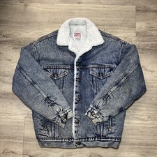 VTG 80 s Levi Acid Wash Size Small Sherpa Lined Trucker Jacket 70609-0227 USA