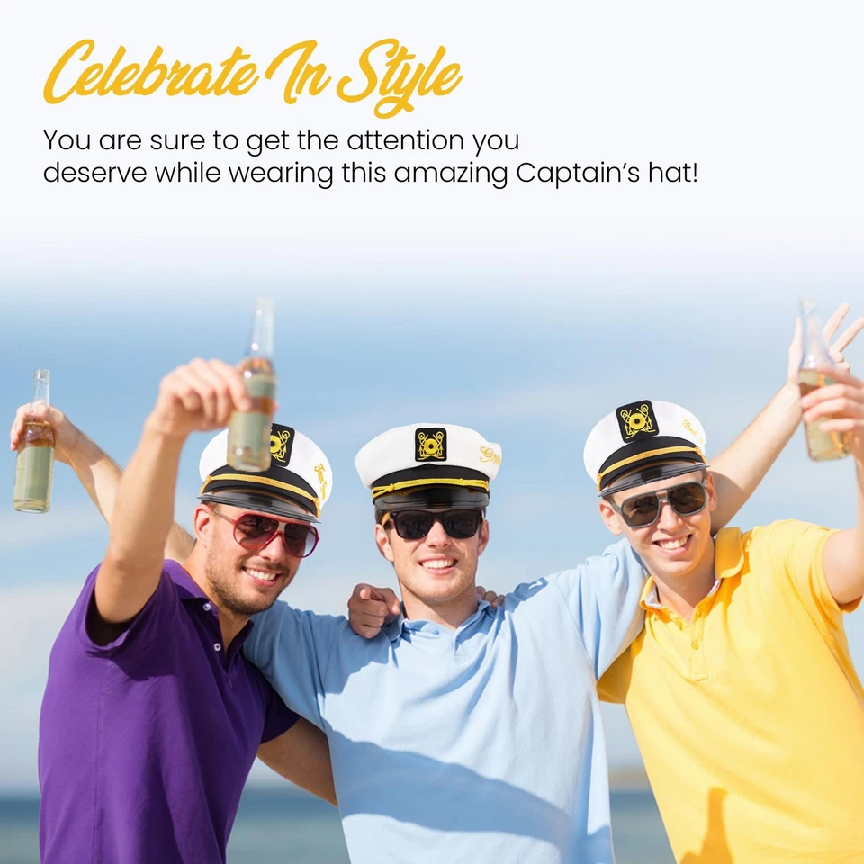 Captain Hat 5 Pcs Set - Groom, Best Mate, 3x Team Groom Nautical Bachelor Par... - Image 3 of 4