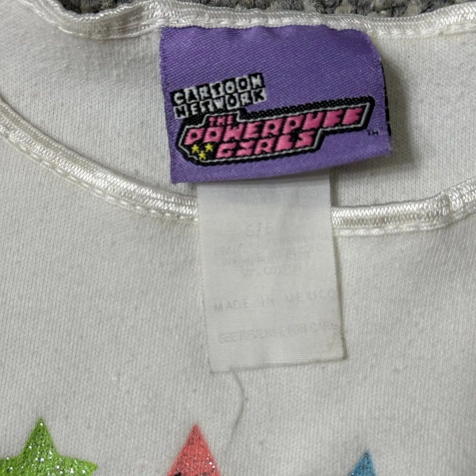Vintage Powerpuff Girls T-shirt White Lettuce Hem Cartoon Network Size 6 Y2K - Image 3 of 4