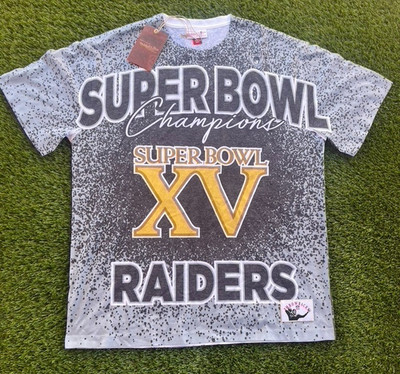 Oakland Raiders Mitchell & Ness Super Bowl Shirt NFL Football Tee AOP Size L
