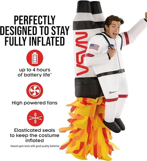 Disfraz inflable Jetpack para adulto astronauta cohete jet pack pick me up traje Foto 2 de 4