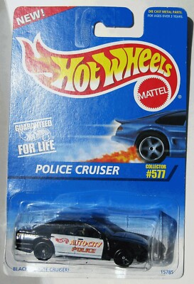 Hot Wheels POLICE CRUISER Half-Blue Card #577 1996 MOC Black sp7 MOSC