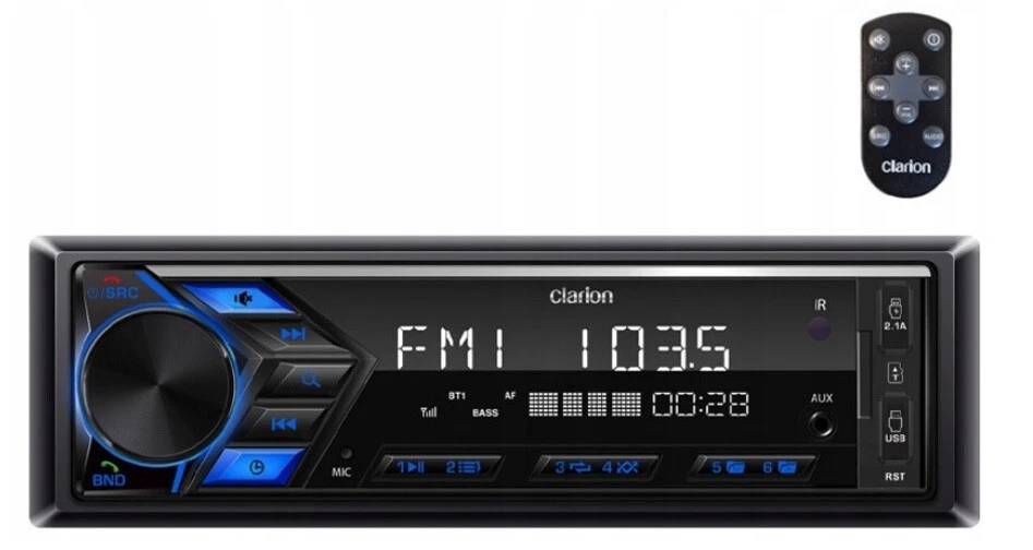 Clarion P11 Autoradio 1DIN Bluetooth MP3 AUX USB RCA x6 ( subw ) + Wunder Baum - Bild 2 von 4