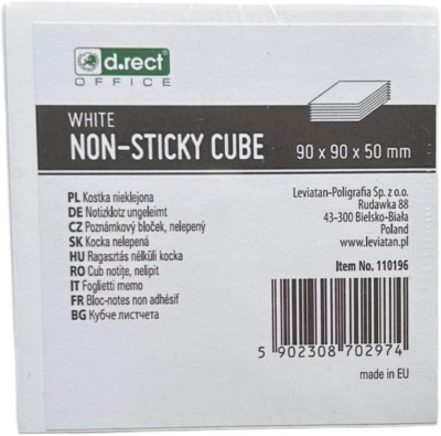 D.RECT Notepad Replacement Paper  For Note Box  | 90 X 90 X 90 Mm Approx 850 Sheets White Pack Of 2