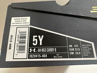 178 NEW Under Armour UA Curry 6 Basketball Shoes In The Town Size 5Y