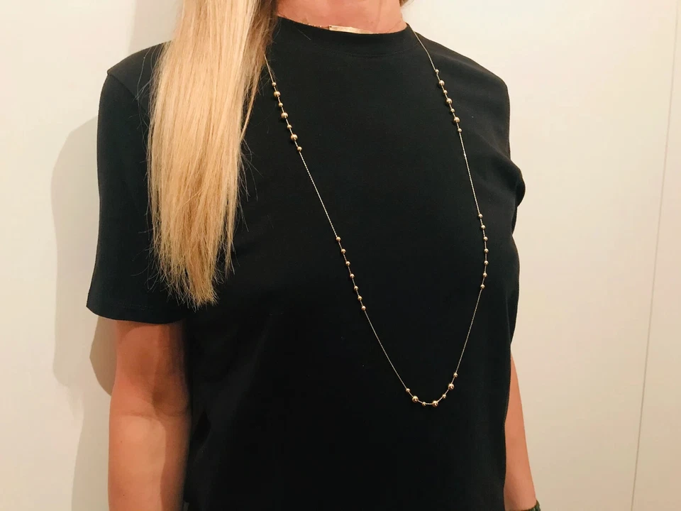 18K Gelbgold lange Halskette Damen – Italienisches Design, Geschenk für Damen - Bild 4 von 4