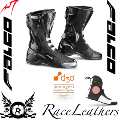 CHEAP SALE FALCO ESO PRO 2 BLACK WHITE MOTORCYCLE MOTORBIKE TOURING BOOTS