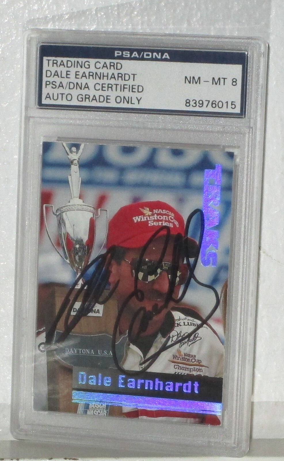 1995 TRAKS DALE EARNHARDT AUTOGRAPHED CARD PSA DNA AUTHENTIC NM-MT 8 AUTO view 5