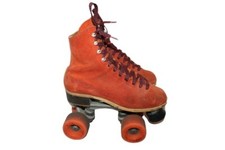 60's 70's VTG Cheapskates Red Suede Roller Skates VTG 131 sz 6 Road Sure Grip