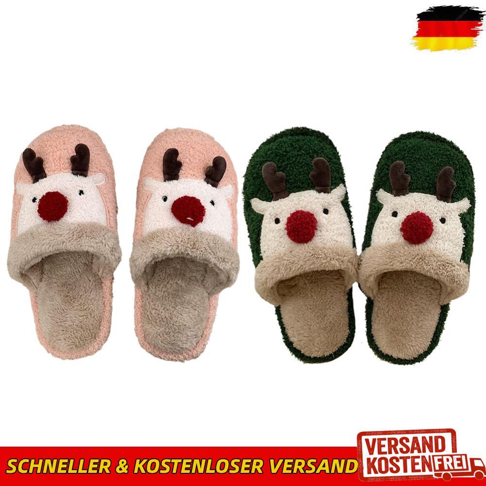 APL Pantofole peluche alce natalizio renna pelosa antiscivolo per autunno inverno