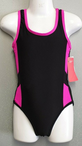 BNWT Girls Sz 4 Kmart H u0026 T Junior Black Hot Pink One Piece Swim Suit  Bathers | eBay