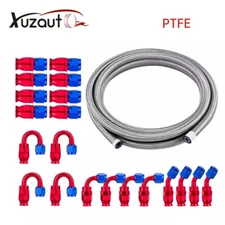6AN 8AN 10AN 10-20FT PTFE Braided Nylon Fuel Line Kit +Fuel Hose end Fitting Kit
