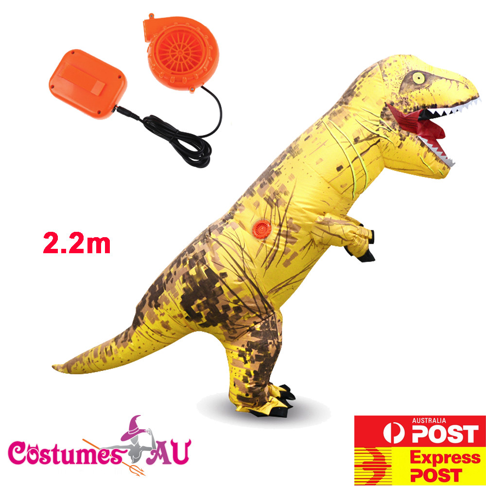 SYNCFUN Inflatable Costumes for Kids, Riding a Light-Up Eyes T-rex Blow