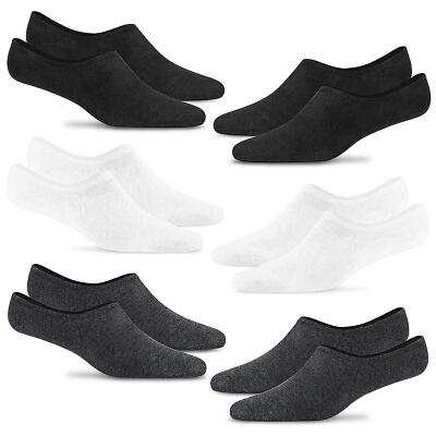 Steven's Socks No Show Black & White 6PK Invisible Mens 7-12 Women 8.5-13.5