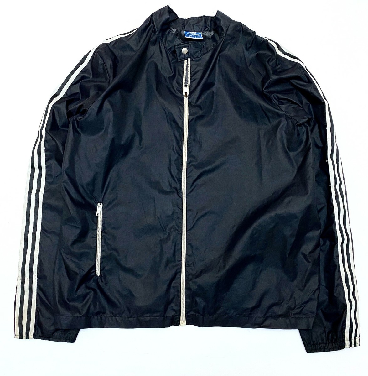 Vintage 80-90s Men's ADIDAS Black Waterproof Raincoat Light Jacket 180 cm  M/L