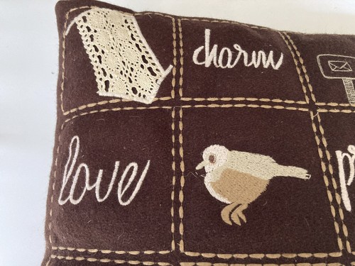 Lovely Cushion Patchwork / Embroidered words of LOVE ADORE PRECIOUS COSY - Picture 2 of 7