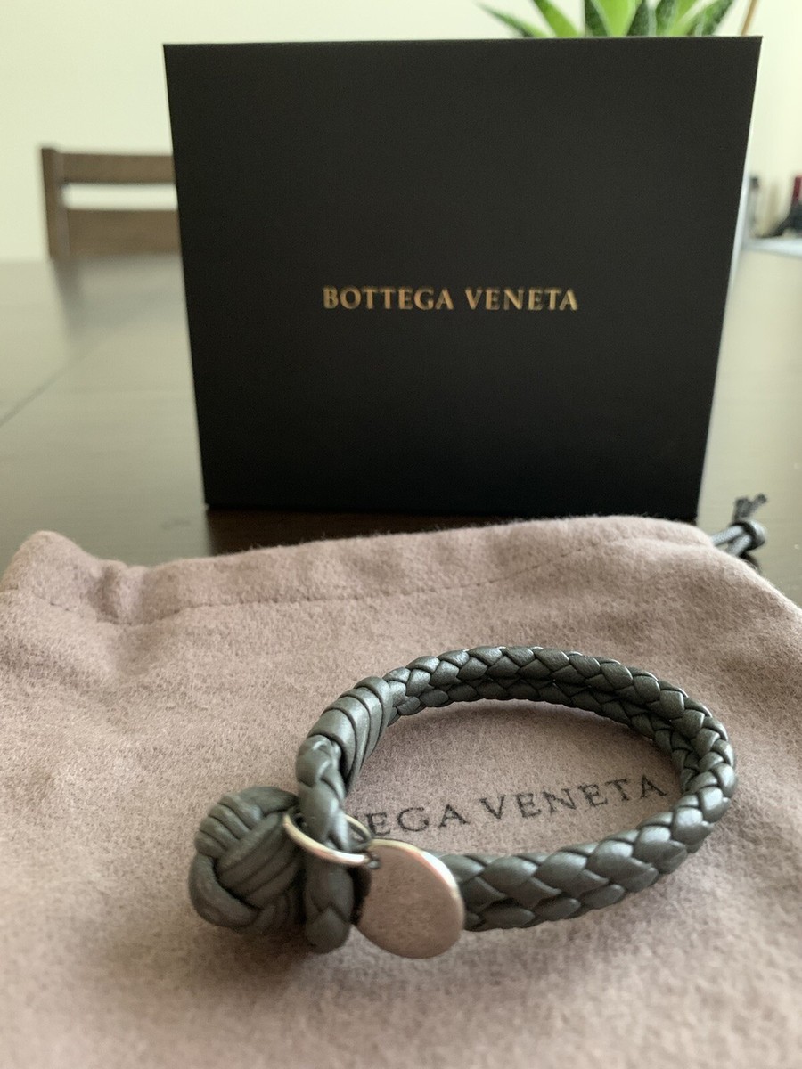 Authentic Bottega Veneta BV Intrecciato Leather Charm Bracelet