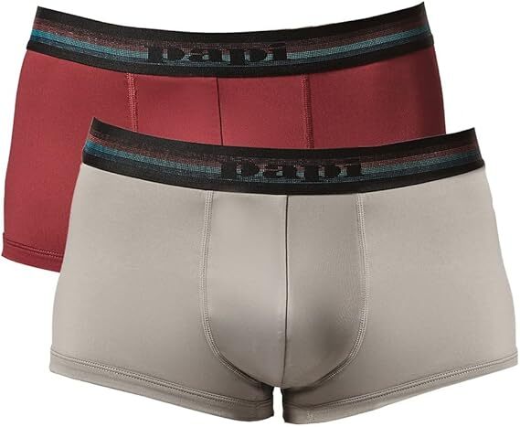 Pacchetto Da 2 Boxer Microflex Performance Papi | Taglio Sottile, Copertura Totale | Colore: Pietra E Rosso Barbabietola, Taglia Small