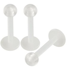 PAIR 16G Soft CLEAR BALL FLEXIBLE RETAINER LABRET LIP BIOFLEX EAR TRAGUS RING