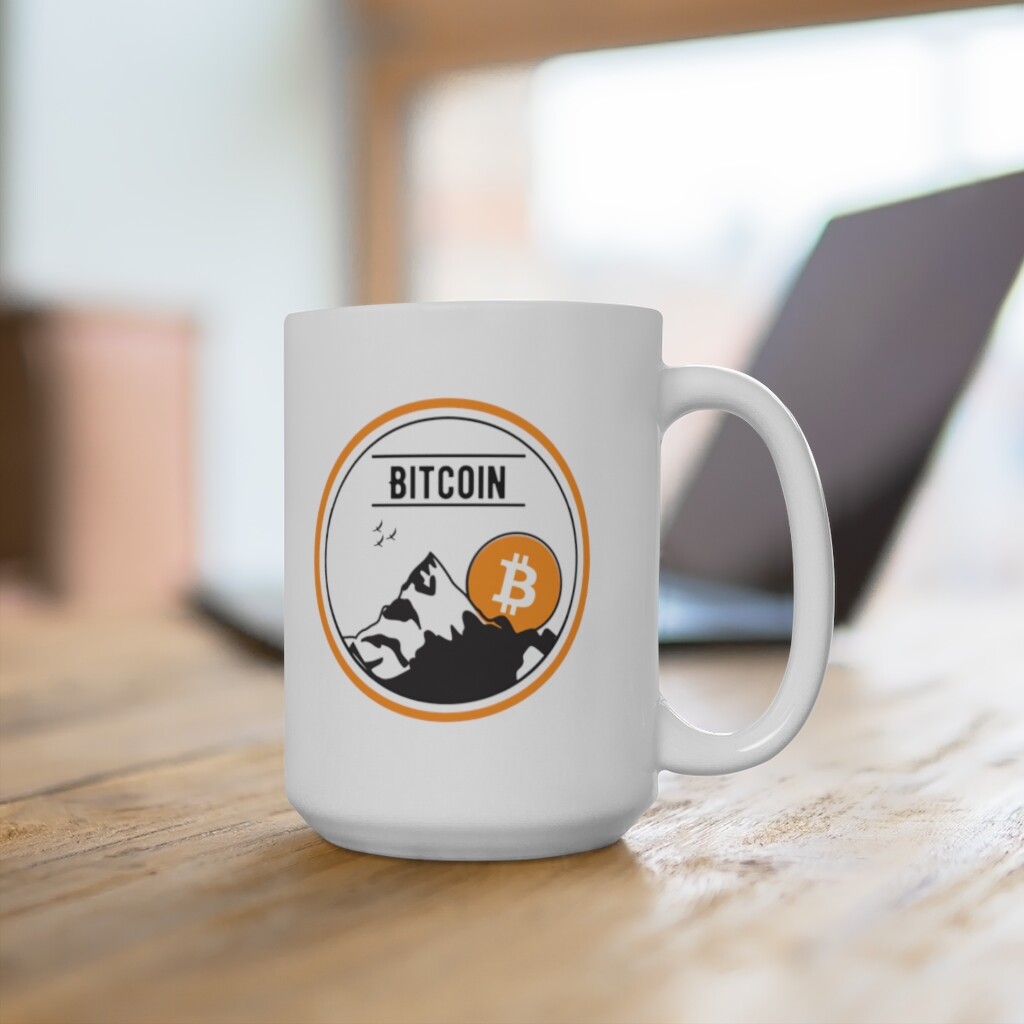 Bitcoin Mountain Sunrise Nature of Crypto Ceramic Mug 15oz