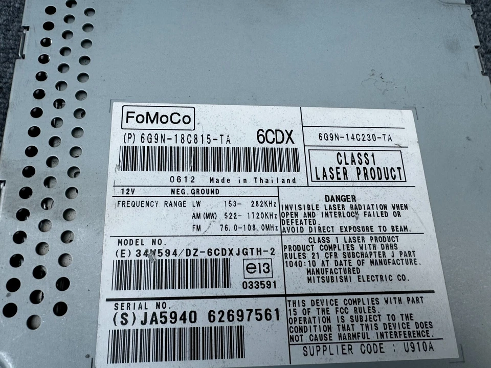 CD PLAYER HEAD UNIT 6 CD CHANGER 6G9N14C230 JAGUAR XK XKR (2007-2011) OEM - Image 4 of 4