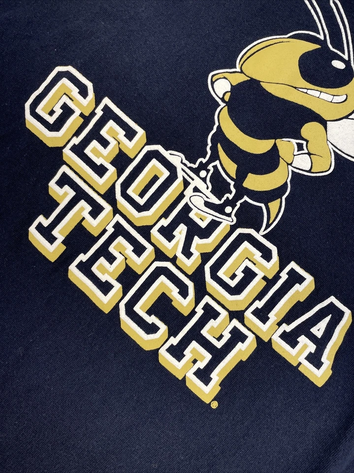 Georgia Tech Yellow Jackets Champion Crew Neck Long Sleeve T-shirt Men’s S Navy - Image 4 of 4