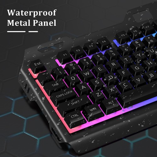 Gaming Keyboard and Mouse Wired Colorful Glowing Mechanical Feel Backlit For PC - Picture 10 of 15