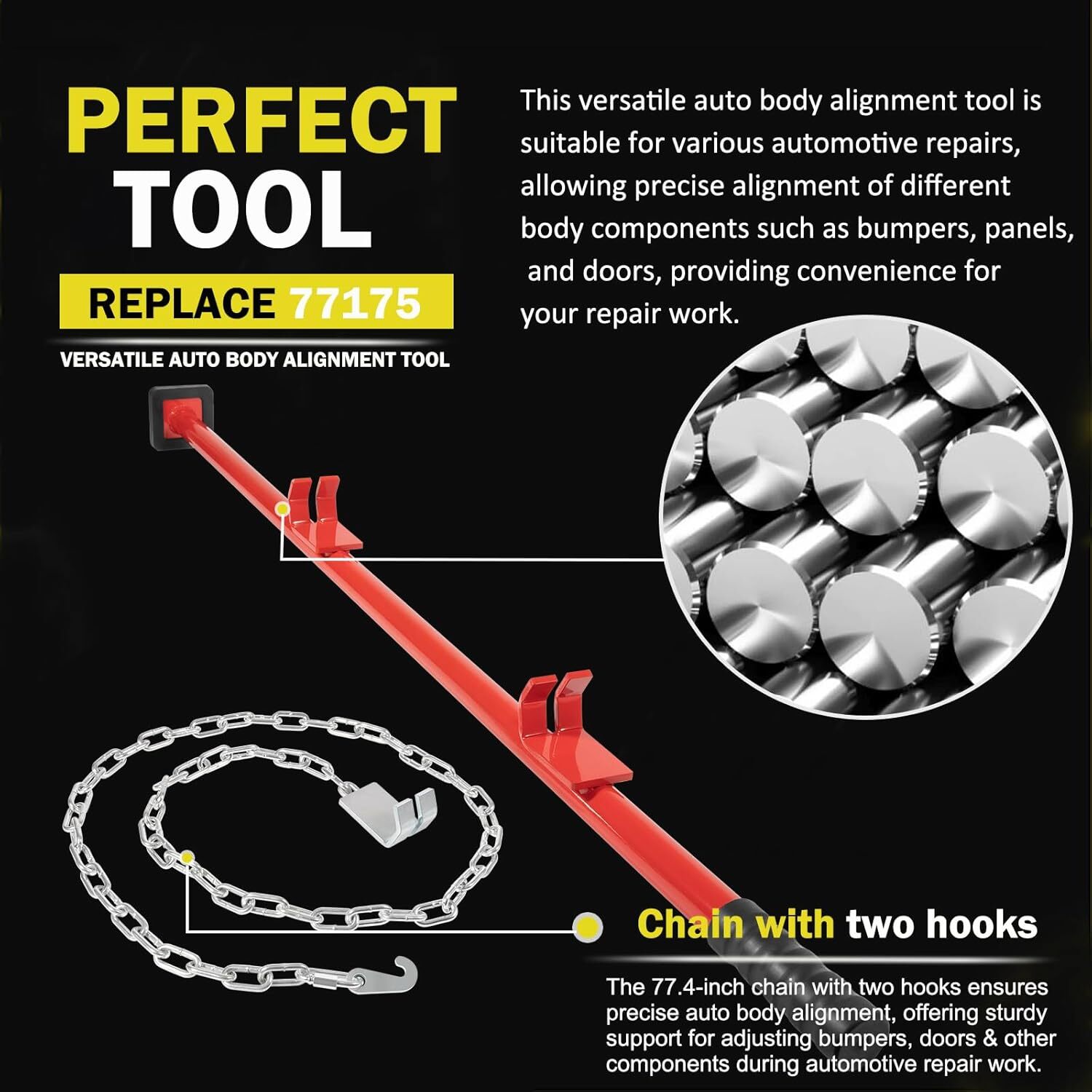 77175 Auto Body Alignment Bar Alignment Repair Tool 1-1/4" for Car Panel Bumper