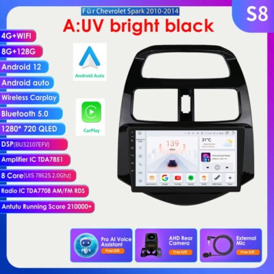8+128GB 9''Android 12 Autoradio GPS NAVI WIFI BT5.0 Für Chevrolet Spark 2010-2014
