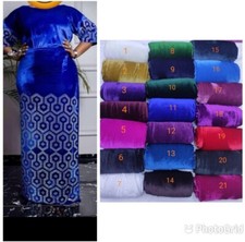 New Stones Velvet African Fabric In Different Colors High Quality 5 Yards - 120