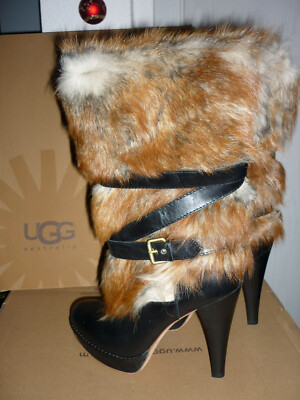 UGG Boots Gr.40 Gr.9/UGG Stiefel Gr40/UGG/Stiefel schwaz mit Fuchspelz Fuchsfell