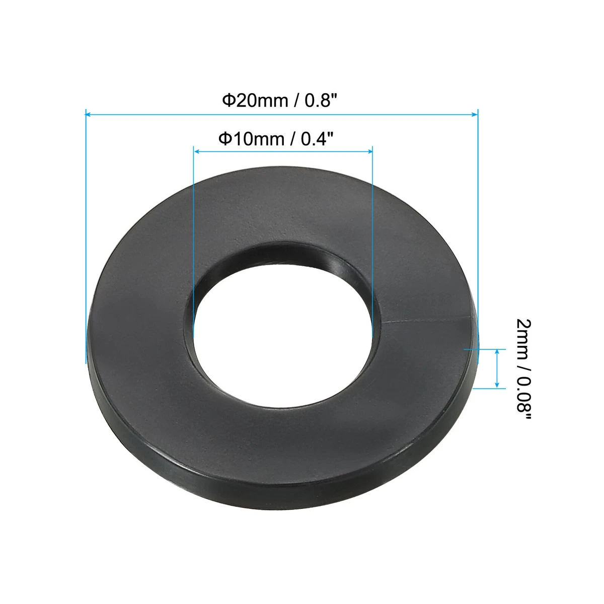 M10 Rubber Flat Washer, 100Pack 10mm ID 20mm OD Sealing Spacer  