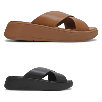 FitFlop Womens Sandals F Mode Leather Flatform Cross Slip-On