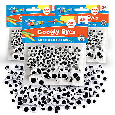 200Pcs Self Adhesive Mixed Googly Wiggly Eyes 6/8/10/12/15mm for Eggs Toys  Dolls